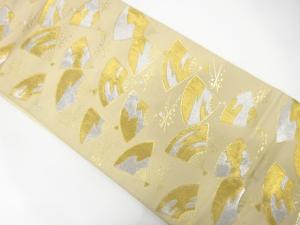 アンティーク　扇散らし模様織り出し袋帯（材料）